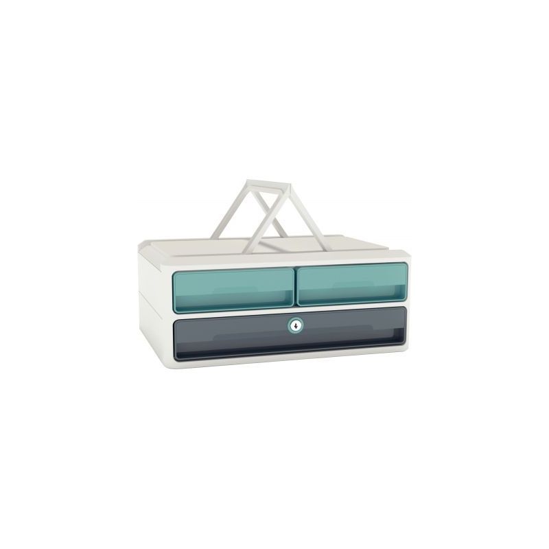 Achetez Module 3 tiroirs MOOVUP Secure blanc/vert d'eau et gris orage + 2 clés 1091212961 CEP pas c..