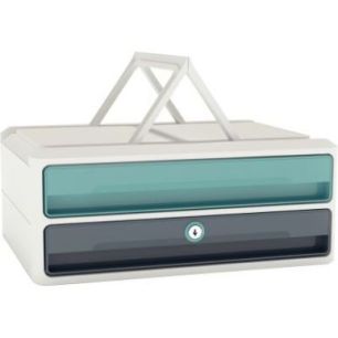 Achetez Module 2 tiroirs MOOVUP Secure blanc / vert d'eau et gris orage + 2 clés 1091112961 CEP pas..