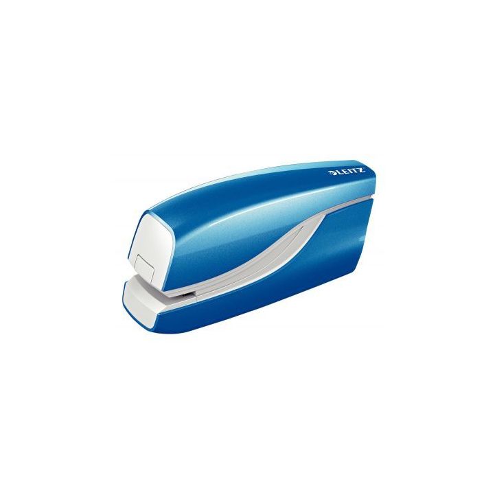 LEITZ Agrafeuse électrique WOW, fonctionnement par pile, capacité 10 feuilles, bleu, 55661036