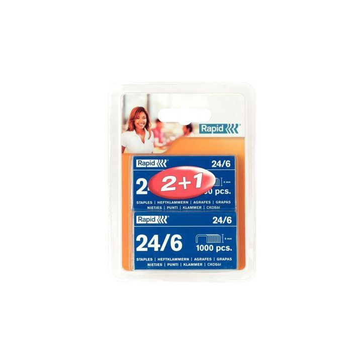 Blister de 2 000 + 1 000 agrafes 24/6 20710621 RAPID ESSELTE