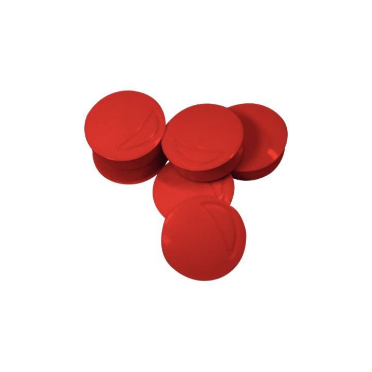Boîte de 7 aimants 20 mm ronds Rouge