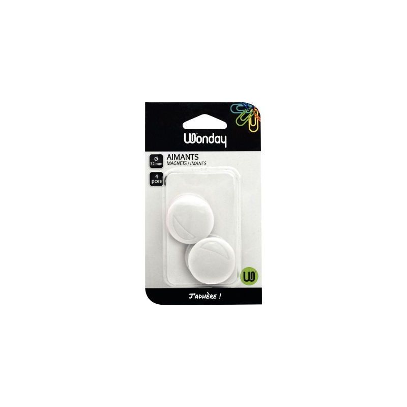 Achetez Blister 4 aimants 30 mm ronds blanc pas cher sur Ma Rentrée Scolaire