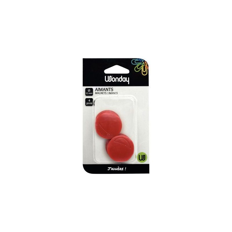 Achetez Blister 4 aimants 30 mm ronds rouge pas cher sur Ma Rentrée Scolaire