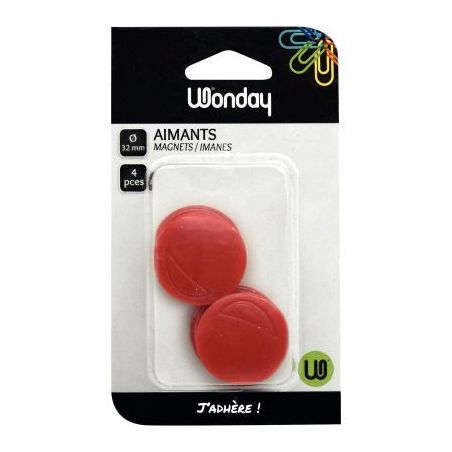 Achetez Blister 4 aimants 30 mm ronds rouge pas cher sur Ma Rentrée Scolaire