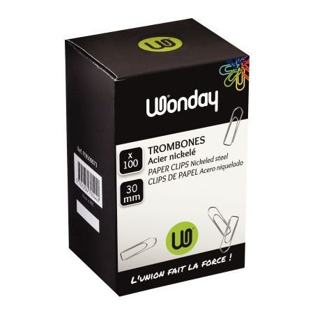 Achetez Boîte de 100 trombones 30 mm bout chevron nickelé FTB300073 pas cher sur Ma Rentrée Scola..