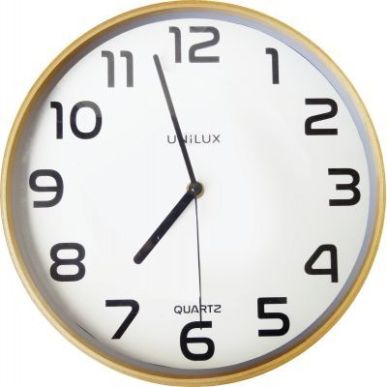 Achetez Horloge murale diamètre 31,5 bois et blanc 400094591 UNILUX pas cher sur Ma Rentrée Scolai..
