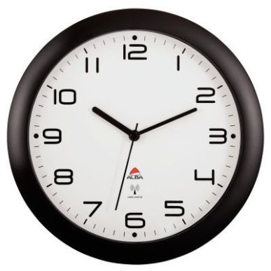 Achetez ALBA Horloge mural radio-piloté Hornew, coloris Noir. Diamètre 30 cm pas cher sur Ma Rentr..