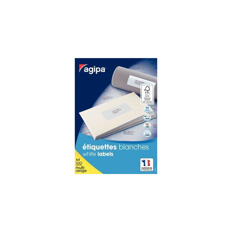 Achetez Boîte de 100 étiquettes multi-usages blanches 289,1x199,6mm 118989 AGIPA pas cher sur Ma R..