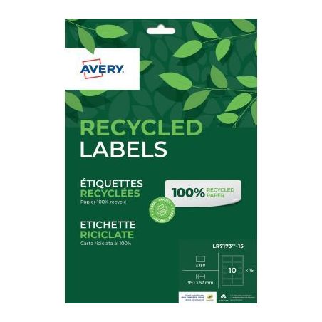 Achetez Paquet de 150 étiquettes recyclées laser et jet encre 99.1 x 57mm LR7173-15 AVERY pas cher..