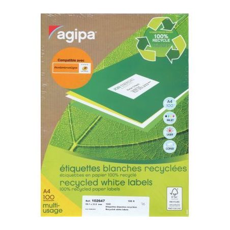 Achetez Boîte de 1600 étiquettes multi-usages blanches recyclées 99,1x33,9mm 000102647 AGIPA pas ..