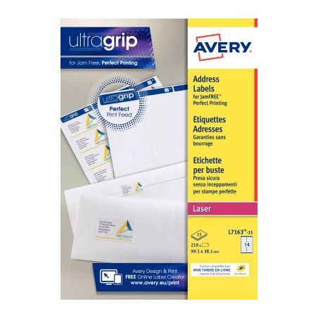 Achetez Paquet de 210 étiquettes adresse laser blanc 99,1x38,1mm L7163-15 AVERY pas cher sur Ma Ren..