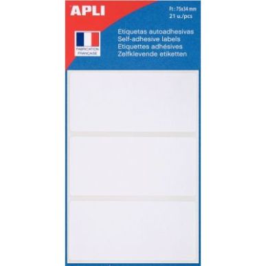 Achetez Pochette de 21 étiquettes blanches 34x75mm 111926 APLI pas cher sur Ma Rentrée Scolaire