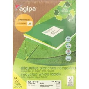 Achetez Boîte de 2400 étiquettes multi-usages blanches recyclées 70x37mm 101187 AGIPA pas cher su..
