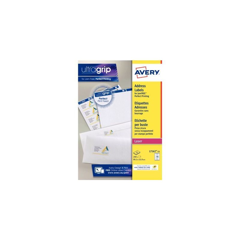 Achetez Paquet de 240 étiquettes adresse laser blanc 99,1x33,9mm L7162-15 AVERY pas cher sur Ma Ren.. Achetez Paquet de 240 étiquettes adresse laser blanc 99,1x33,9mm L7162-15 AVERY pas cher sur Ma Ren..