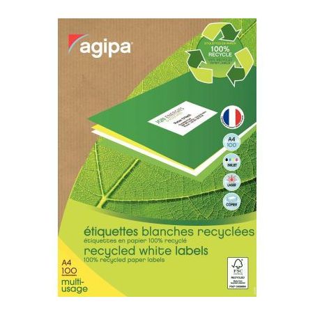 Achetez AGIPA Boite de 1400 étiquettes blanches 100% recyclées 99.1x38.1mm - laser copieur et jet ..