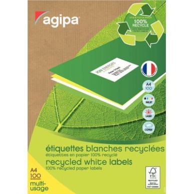 Achetez AGIPA Boite de 1400 étiquettes blanches 100% recyclées 99.1x38.1mm - laser copieur et jet ..