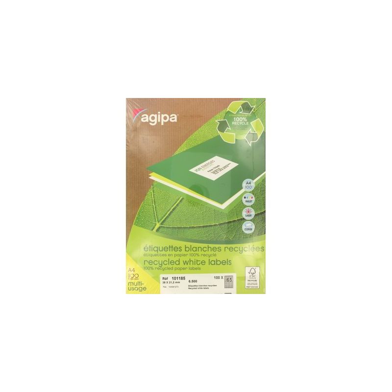 Achetez Boîte de 6500 étiquettes multi-usages blanches recyclées 38x21,2mm 101185 AGIPA pas cher .. Achetez Boîte de 6500 étiquettes multi-usages blanches recyclées 38x21,2mm 101185 AGIPA pas cher ..