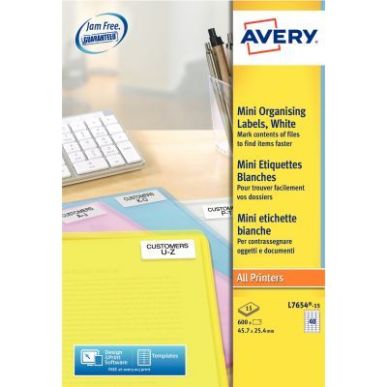 Achetez Paquet de 600 étiquettes mini blanc 45,7x25,4mm L7654-15 AVERY pas cher sur Ma Rentrée Sco..