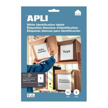 Achetez Pochette de 10 étiquettes multi-usages blanches 210x297mm 12917 APLI pas cher sur Ma Rentr..