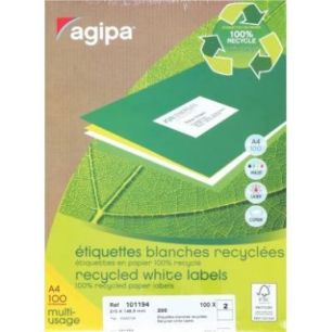 Achetez Boîte de 200 étiquettes multi-usages blanches recyclées 148,5x210mm 000101194 AGIPA pas c..