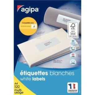 Boîte de 2400 étiquettes multi-usages blanches 63,5x33,9mm 101309 AGIPA