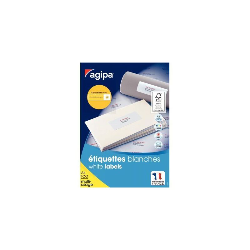 Achetez Boîte de 300 étiquettes multi-usages blanches 210x99mm 119019 AGIPA pas cher sur Ma Rentrî. Achetez Boîte de 300 étiquettes multi-usages blanches 210x99mm 119019 AGIPA pas cher sur Ma Rentrî.