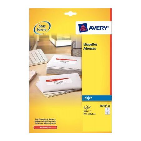 Achetez Pochette de 50 étiquettes blanches pour jet d'encre 199,6x143,5mm J8168-25 AVERY pas cher s..