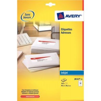 Achetez Pochette de 200 étiquettes blanches pour jet d'encre 99,1x67,7mm J8165-25 AVERY pas cher su..