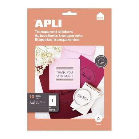 Achetez Pochette de 10 étiquettes transparentes brillantes jet d'encre 210x297mm 10053 AGIPA pas ch..