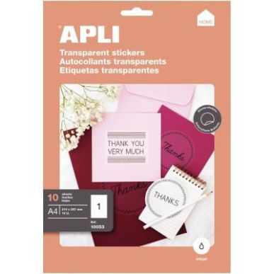 Achetez Pochette de 10 étiquettes transparentes brillantes jet d'encre 210x297mm 10053 AGIPA pas ch..