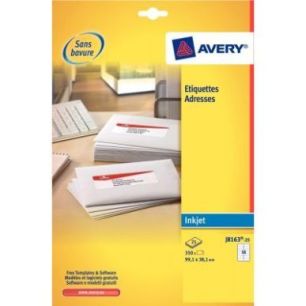 Achetez Pochette de 600 étiquettes blanches pour jet d'encre 63.5x33.9mm J8159-25 AVERY pas cher su..