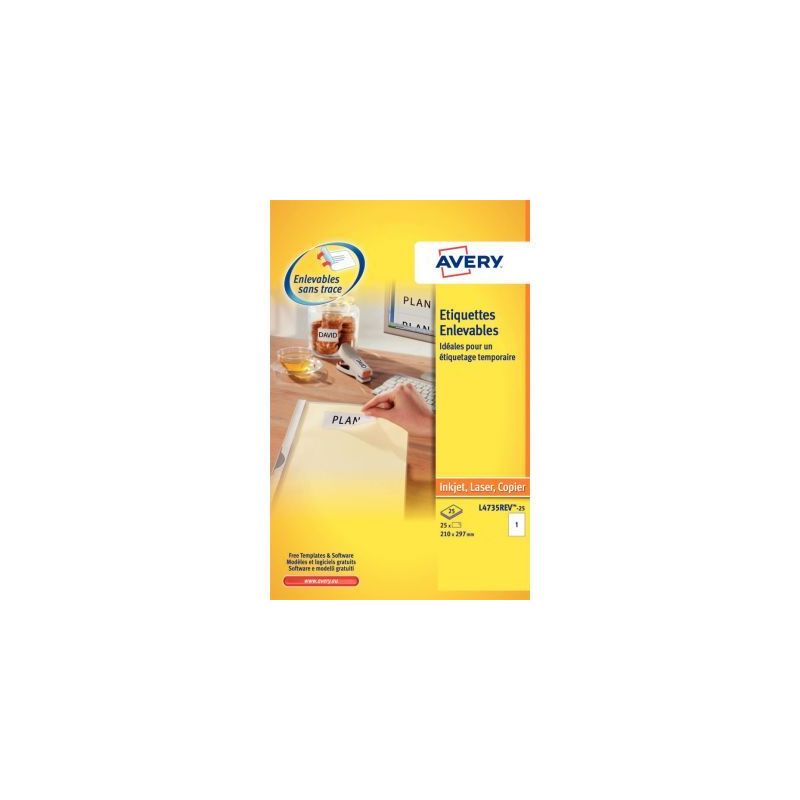 Achetez Pochette de 50 étiquettes enlevables blanches 199,6x143,5mm L4734REV-25 AVERY pas cher sur .. Achetez Pochette de 50 étiquettes enlevables blanches 199,6x143,5mm L4734REV-25 AVERY pas cher sur ..