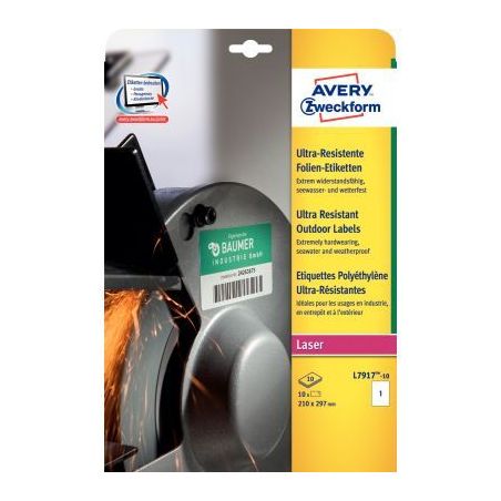 Achetez Pochette de 20 étiquettes étirables adhésif permanent blanc 210x148mm L7916-10 AVERY pas ..