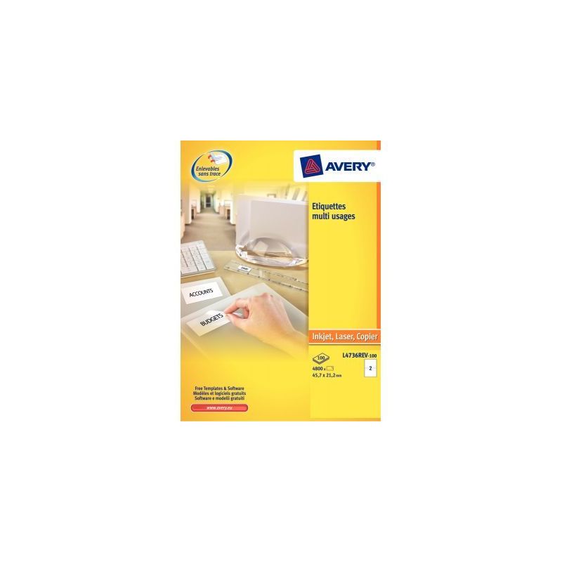 Achetez Pochette de 300 étiquettes blanches enlevables 99,1x42,3mm L4743REV-25 AVERY pas cher sur M..
