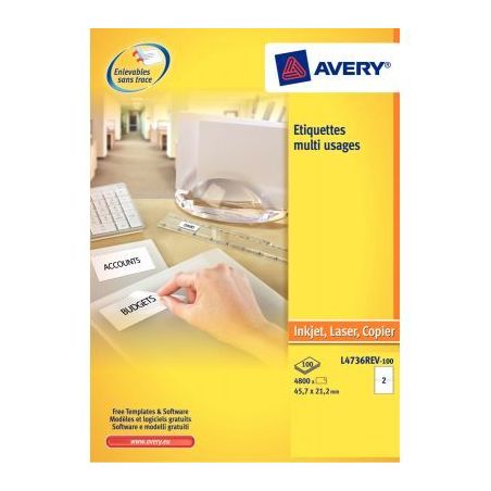 Achetez Pochette de 300 étiquettes blanches enlevables 99,1x42,3mm L4743REV-25 AVERY pas cher sur M..