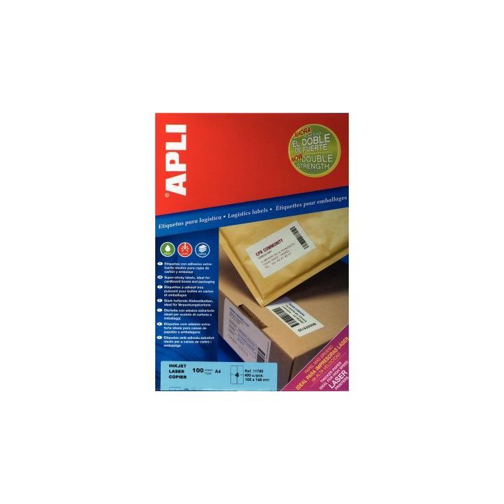 Boîte de 400 étiquettes adhésives extra fortes blanches 148x105mm 11785 AGIPA