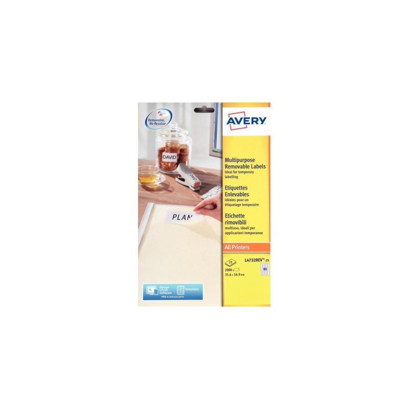 Achetez Pochette de 2000 étiquettes blanches enlevables 35,6x16,9mm L4732REV-25 AVERY pas cher sur .. Achetez Pochette de 2000 étiquettes blanches enlevables 35,6x16,9mm L4732REV-25 AVERY pas cher sur ..
