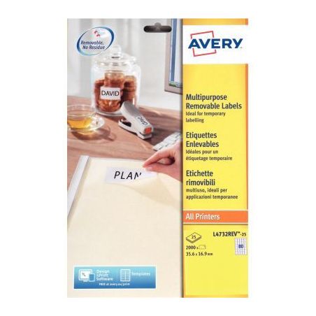Achetez Pochette de 2000 étiquettes blanches enlevables 35,6x16,9mm L4732REV-25 AVERY pas cher sur ..