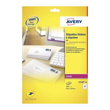Achetez Pochette de 240 étiquettes Montimbrenligne 63.5x33.9mm L7159-10 AVERY pas cher sur Ma Rentr..