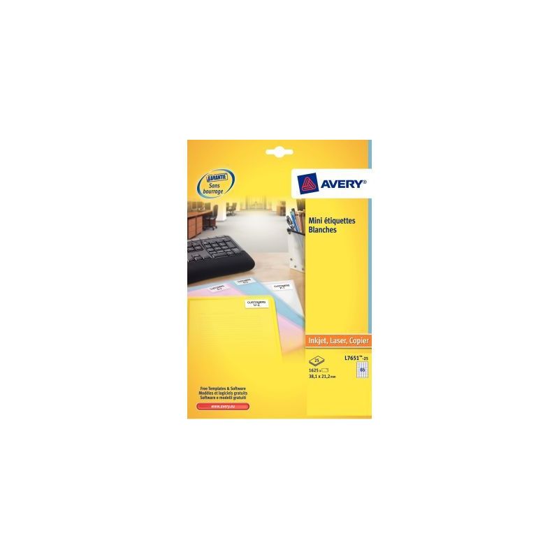 Achetez Pochette de 2100 étiquettes adhésives blanches laser 46x11,1mm L7656-25 AVERY pas cher sur..