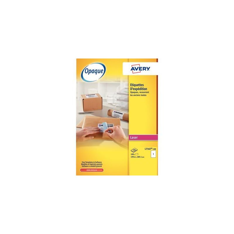 Achetez Pochette de 100 étiquettes adhésives blanches laser 289,1x199,6mm L7167-100 AVERY pas cher.. Achetez Pochette de 100 étiquettes adhésives blanches laser 289,1x199,6mm L7167-100 AVERY pas cher..
