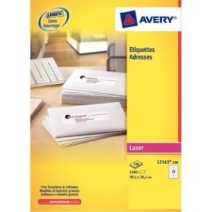 Achetez Pochette de 2100 étiquettes adhésives blanches laser 63,5x38,1mm L7160-100 AVERY pas cher ..