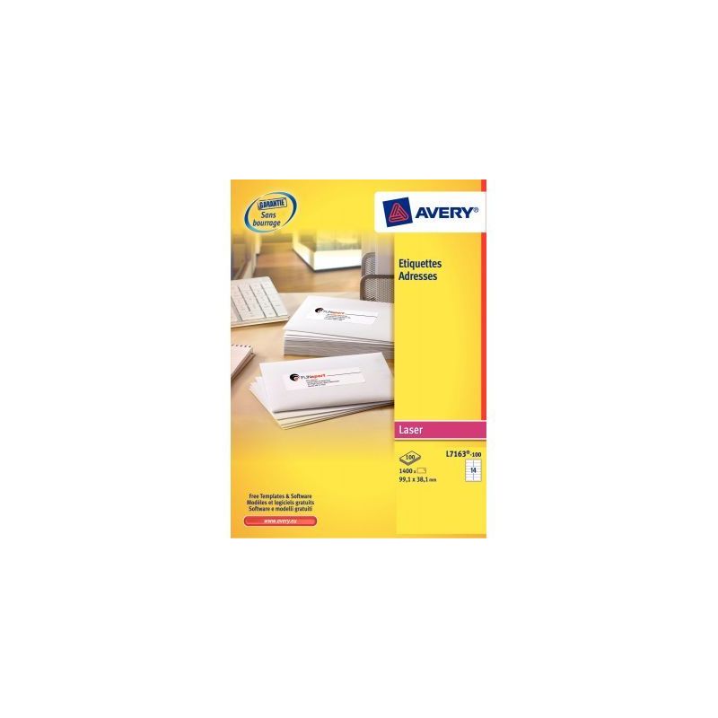 Achetez Pochette de 2100 étiquettes adhésives blanches laser 63,5x38,1mm L7160-100 AVERY pas cher .. Achetez Pochette de 2100 étiquettes adhésives blanches laser 63,5x38,1mm L7160-100 AVERY pas cher ..