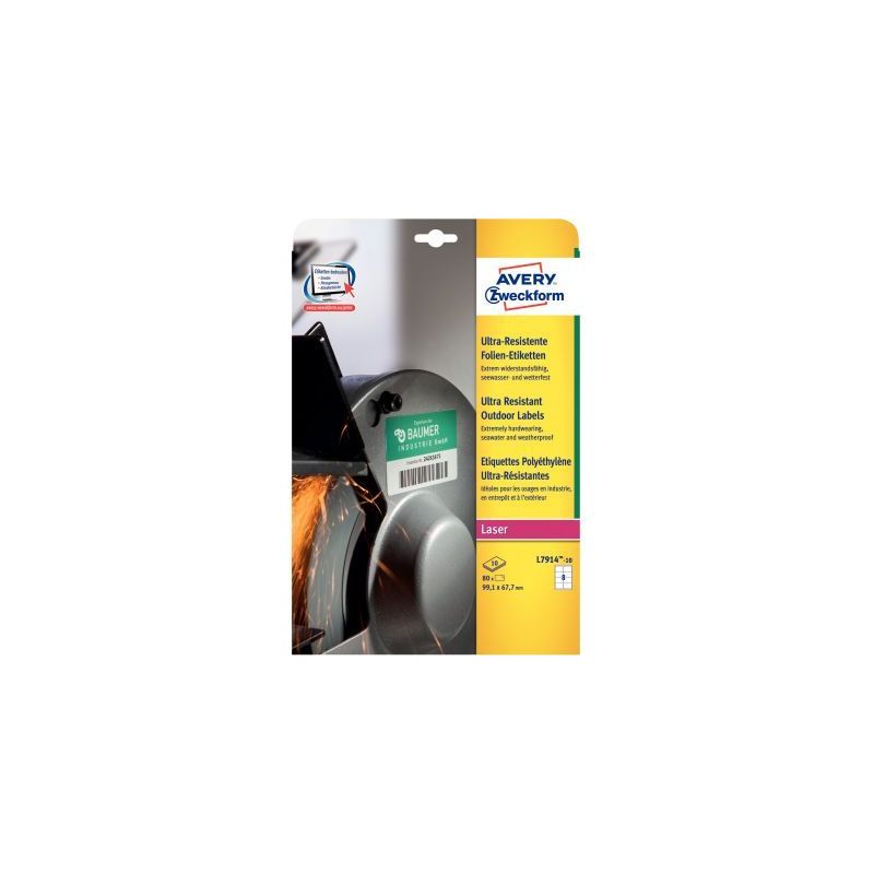 Achetez Paquet de 80 étiquettes ultra résistantes laser blanc 99,1x67,7mm L7914-10 AVERY pas cher .. Achetez Paquet de 80 étiquettes ultra résistantes laser blanc 99,1x67,7mm L7914-10 AVERY pas cher ..