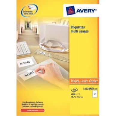 Achetez Pochette de 675 étiquettes blanches enlevables 63,5x29.6mm L4737REV-25 AVERY pas cher sur M..