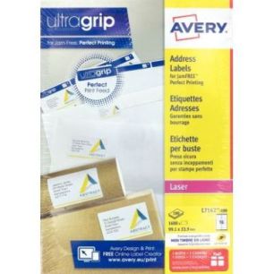 Achetez Pochette de 1600 étiquettes adhésives blanches laser 99,1x33,9mm L7162-100 AVERY pas cher ..