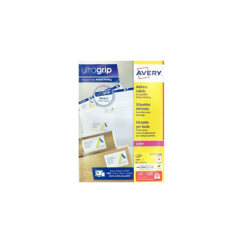 Achetez Pochette de 1600 étiquettes adhésives blanches laser 99,1x33,9mm L7162-100 AVERY pas cher .. Achetez Pochette de 1600 étiquettes adhésives blanches laser 99,1x33,9mm L7162-100 AVERY pas cher ..