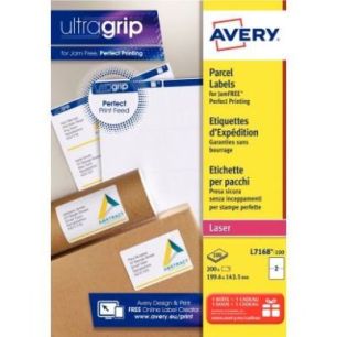 Achetez Pochette de 200 étiquettes adhésives blanches laser 199,6x143,5mm L7168-100 AVERY pas cher..