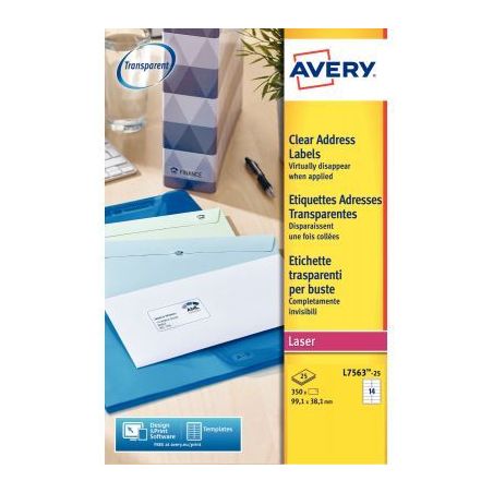 Achetez Pochette de 350 étiquettes transparentes laser 99,1x38,1mm L7563-25 AVERY pas cher sur Ma R..