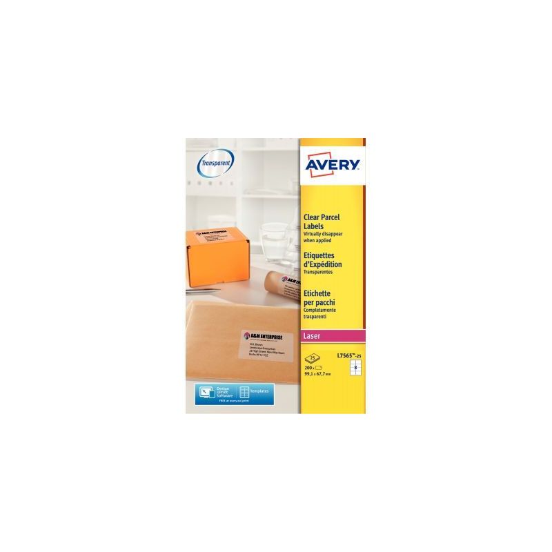 Achetez Pochette de 200 étiquettes transparentes laser 99,1x67.7mm L7565-25 FR AVERY pas cher sur M..